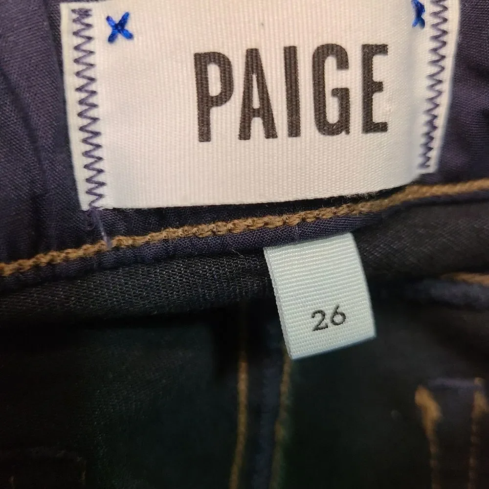 PAIGE Size 26 Skyline Mona Dark Blue Mid-Rise Skinny Jeans Sculpting Bottom Lift